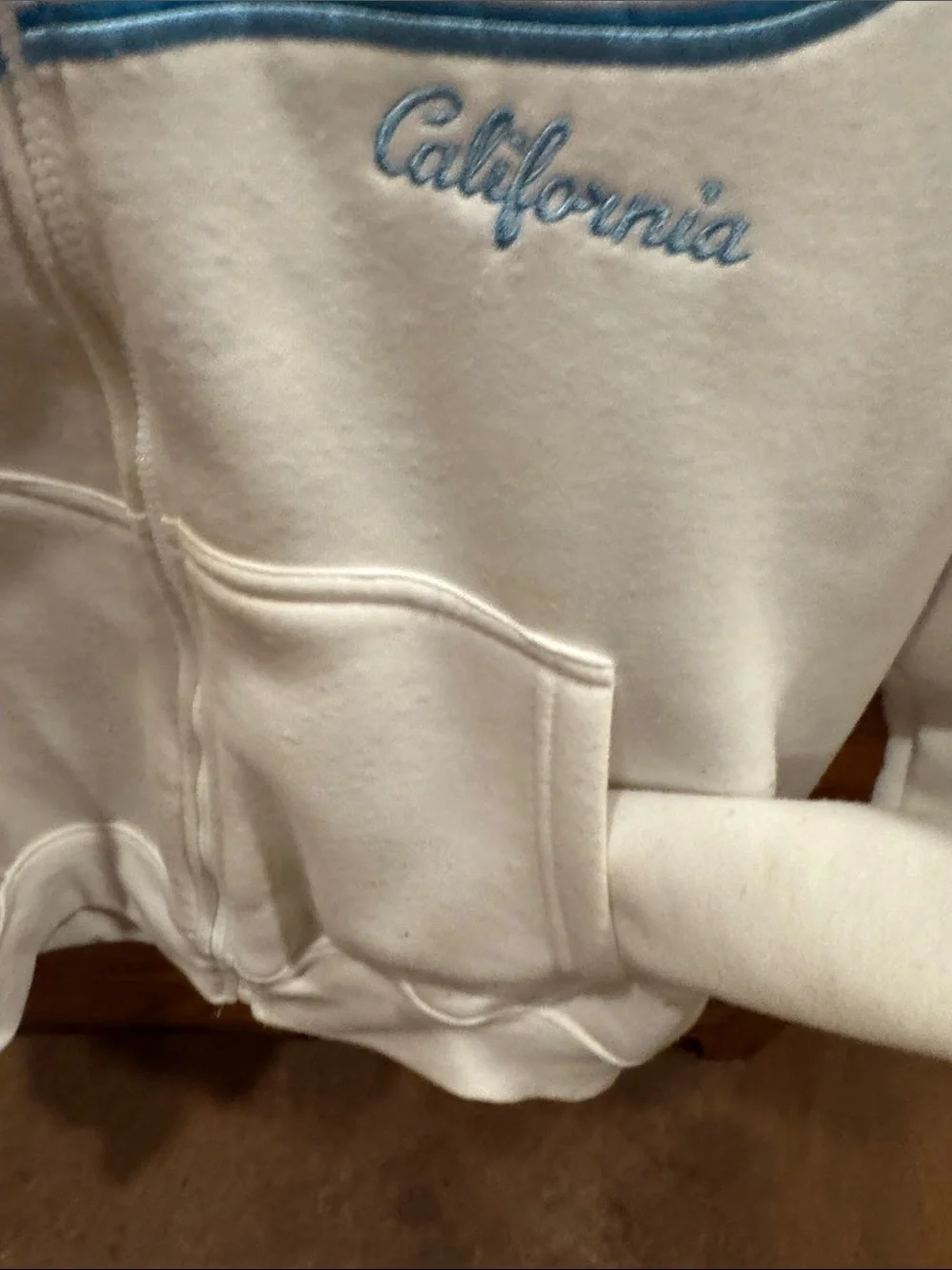 PacSun White Zip-Up Hoodie with Blue 